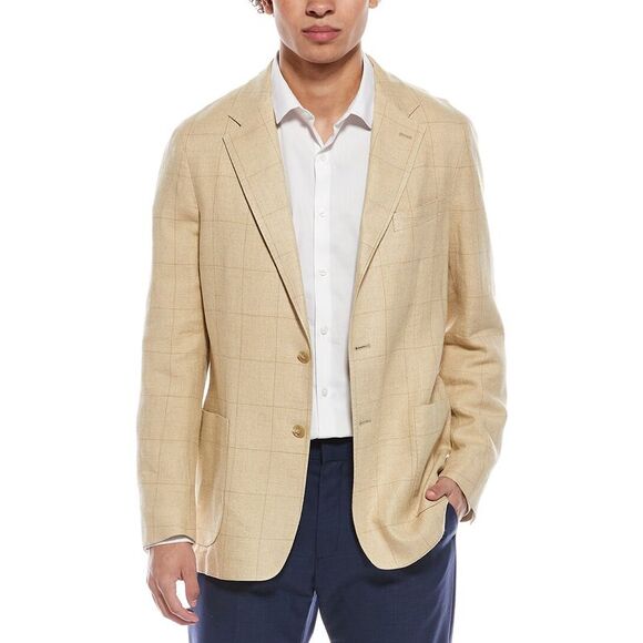 Todd Snyder MensWindowpane Linen-Blend Sport Coat Tan